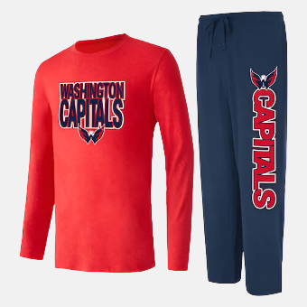 Washington Capitals Men's Concepts Sport Meter Long Sleeve T-Shirt & Pants Sleep Set