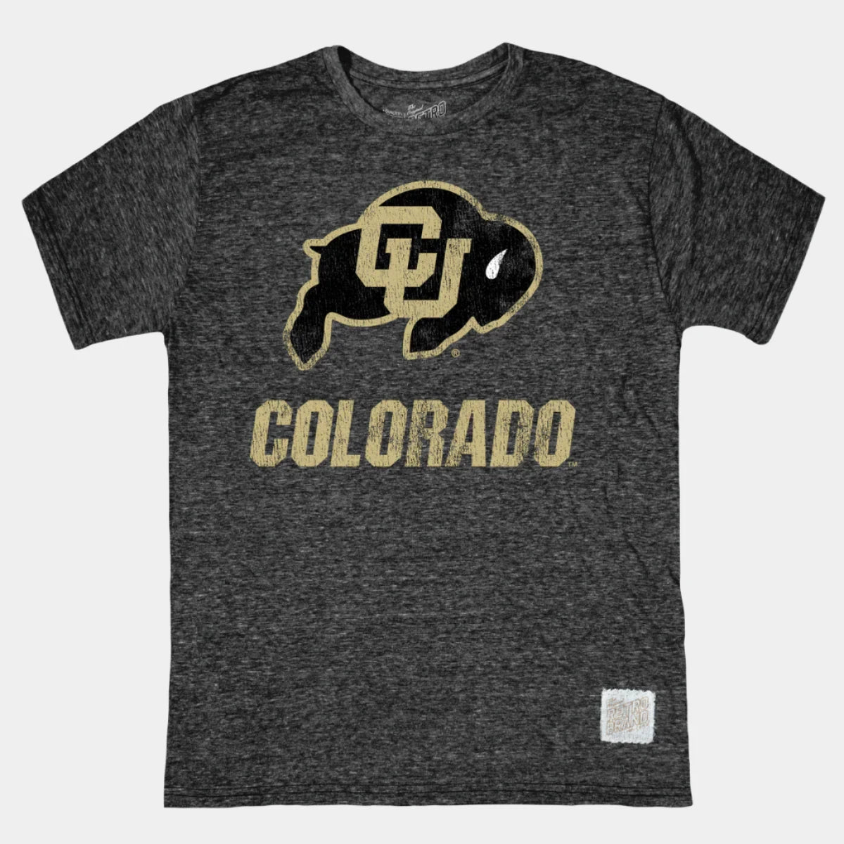 Retro brand tri-blend tee Colorado Buffaloes grey gold black