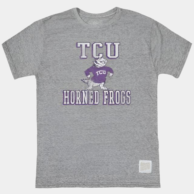 Retro brand tri-blend tee TCU Horned Frogs grey