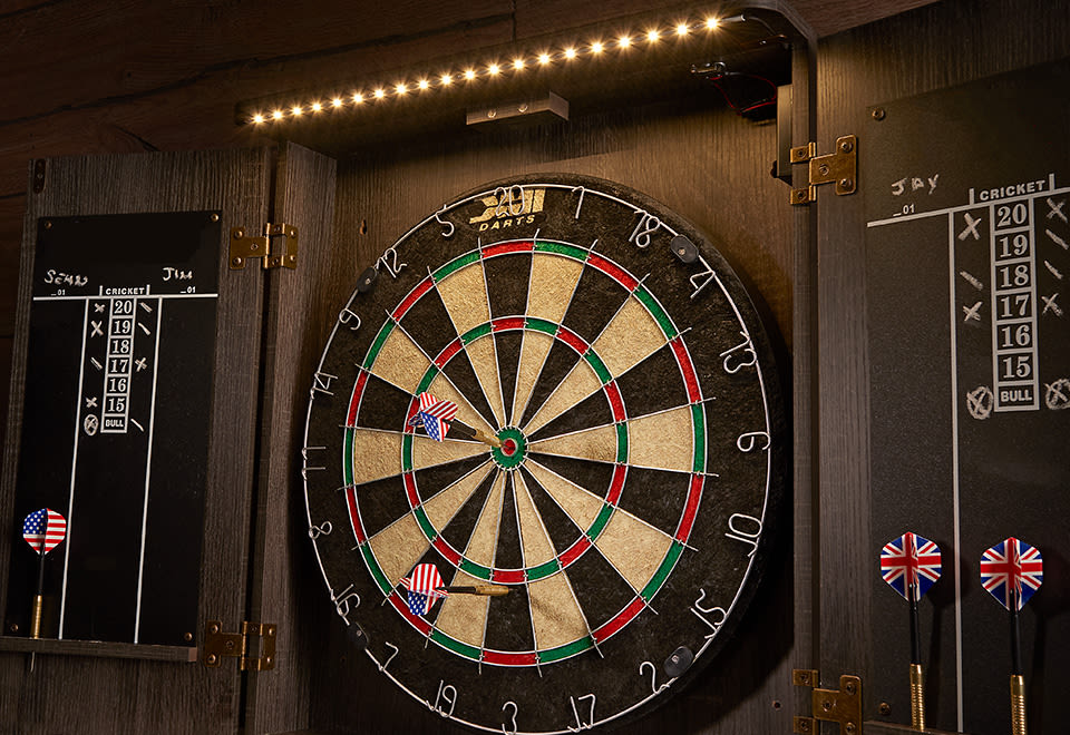 Sharper Image LED dart board cabinet