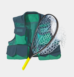 Sierra fishing vest and net