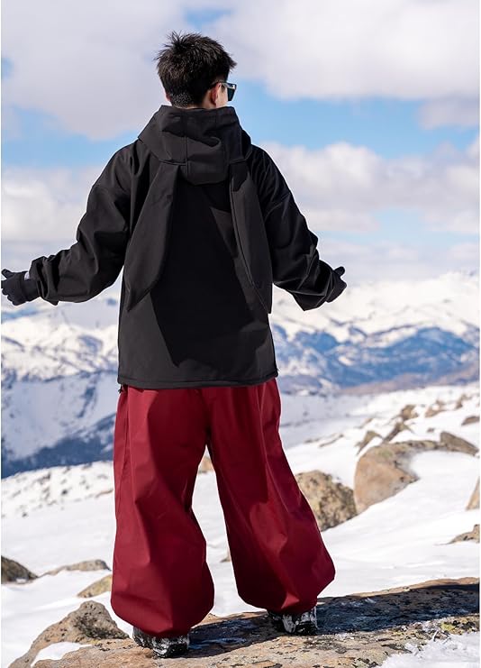 Doorek Suspender Baggy Snow Pants red