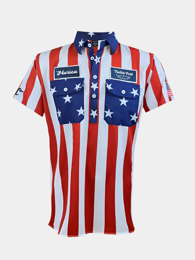 Trailer Park Golf Club 'Murica Stripes polo