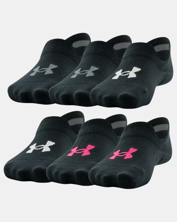 Under Armour Girl's Essential 6-Pack Ultra Low Tab Socks black/cerise