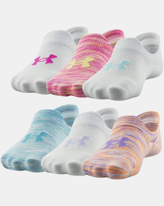 Under Armour Girl's Essential 6-Pack Ultra Low Tab Socks nebula purple/white/digi purple