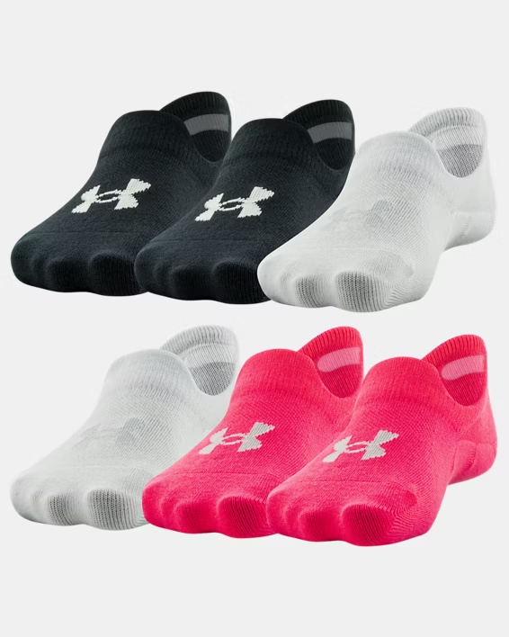 Under Armour Girl's Essential 6-Pack Ultra Low Tab Socks cerise/halo grey/white