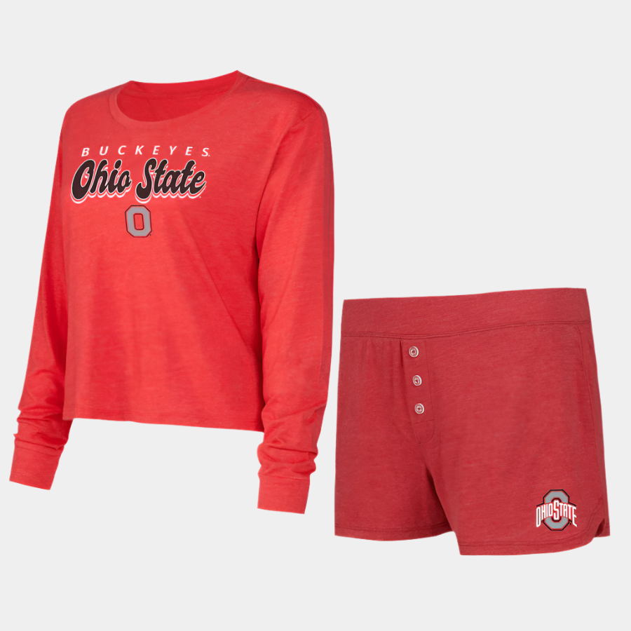 Concepts Sport Ohio State Buckeyes Women's Scarlet Team Color Long Sleeve T-Shirt & Shorts Set